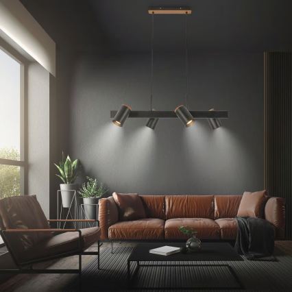 Briloner 4059045 - Lustr na lanku ERA 4xGU10/10W/230V černá