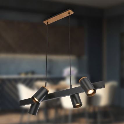 Briloner 4059045 - Lustr na lanku ERA 4xGU10/10W/230V černá