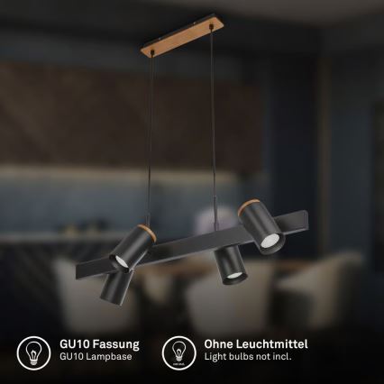 Briloner 4059045 - Lustr na lanku ERA 4xGU10/10W/230V černá