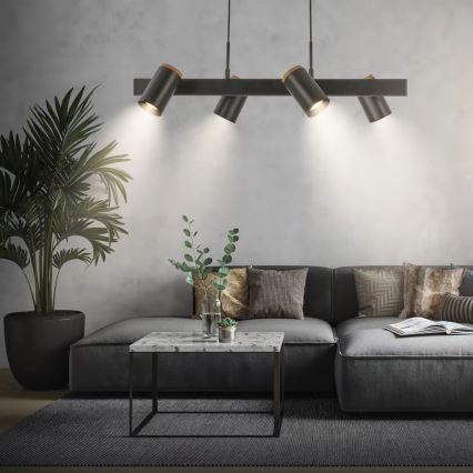 Briloner 4059045 - Lustr na lanku ERA 4xGU10/10W/230V černá