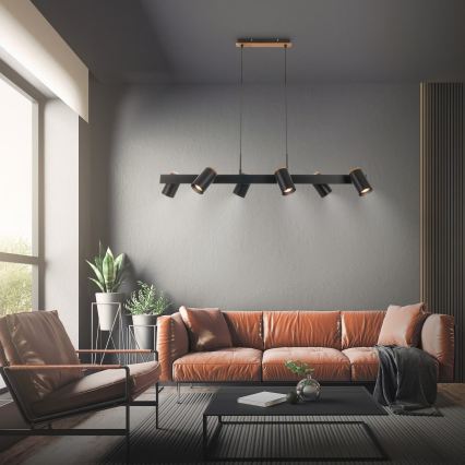 Briloner 4059065 - Lustr na lanku ERA 6xGU10/10W/230V černá