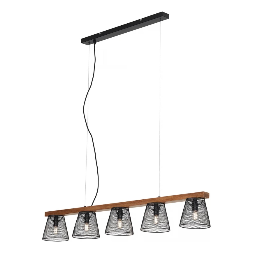 Briloner 4077-055 - Lustr na lanku WOOD & STYLE 5xE14/25W/230V kaučukovník