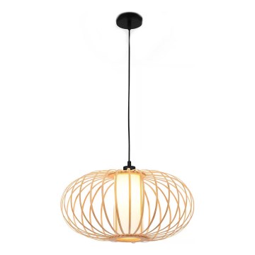 Briloner 4759011 - Lustr na lanku 1xE27/10W/230V černá/bambus