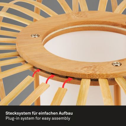 Briloner 4759031 - Lustr na lanku 3xE27/10W/230V černá/bambus