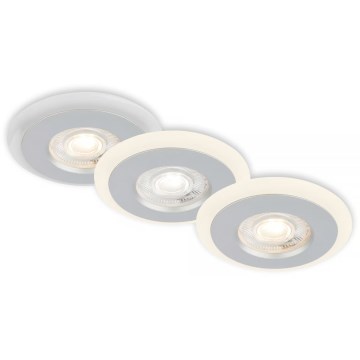 Briloner 7039034 - SADA 3xLED Koupelnové podhledové svítidlo 3xLED/5W/230V IP44 matný chrom