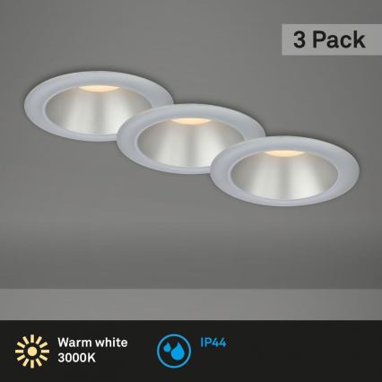 Briloner 7041-034 - SADA 3x LED Koupelnové podhledové svítidlo LED/4,9W/230V IP44 stříbrná