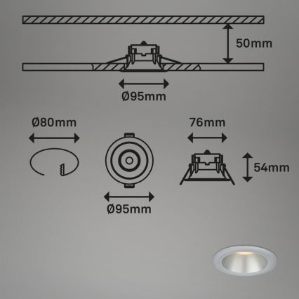 Briloner 7041-034 - SADA 3x LED Koupelnové podhledové svítidlo LED/4,9W/230V IP44 stříbrná
