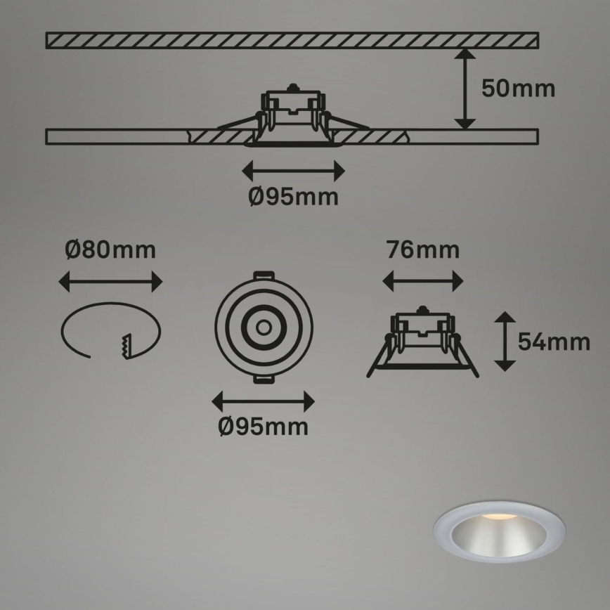 Briloner 7041-034 - SADA 3x LED Koupelnové podhledové svítidlo LED/4,9W/230V IP44 stříbrná