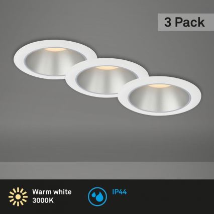 Briloner 7041-036 - SADA 3x LED Koupelnové podhledové svítidlo LED/4,9W/230V IP44 bílá