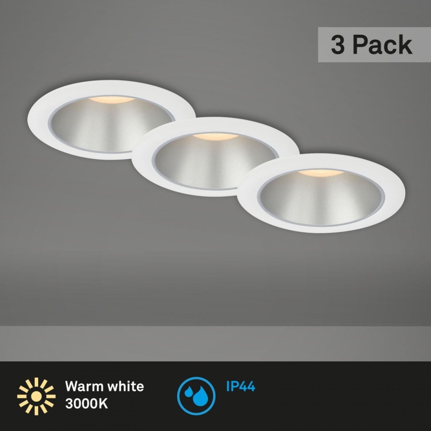 Briloner 7041-036 - SADA 3x LED Koupelnové podhledové svítidlo LED/4,9W/230V IP44 bílá
