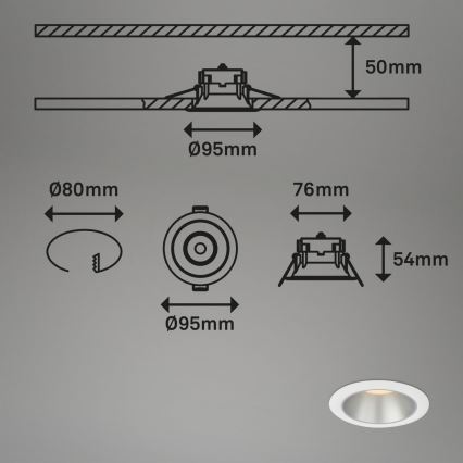 Briloner 7041-036 - SADA 3x LED Koupelnové podhledové svítidlo LED/4,9W/230V IP44 bílá
