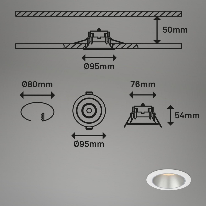 Briloner 7041-036 - SADA 3x LED Koupelnové podhledové svítidlo LED/4,9W/230V IP44 bílá