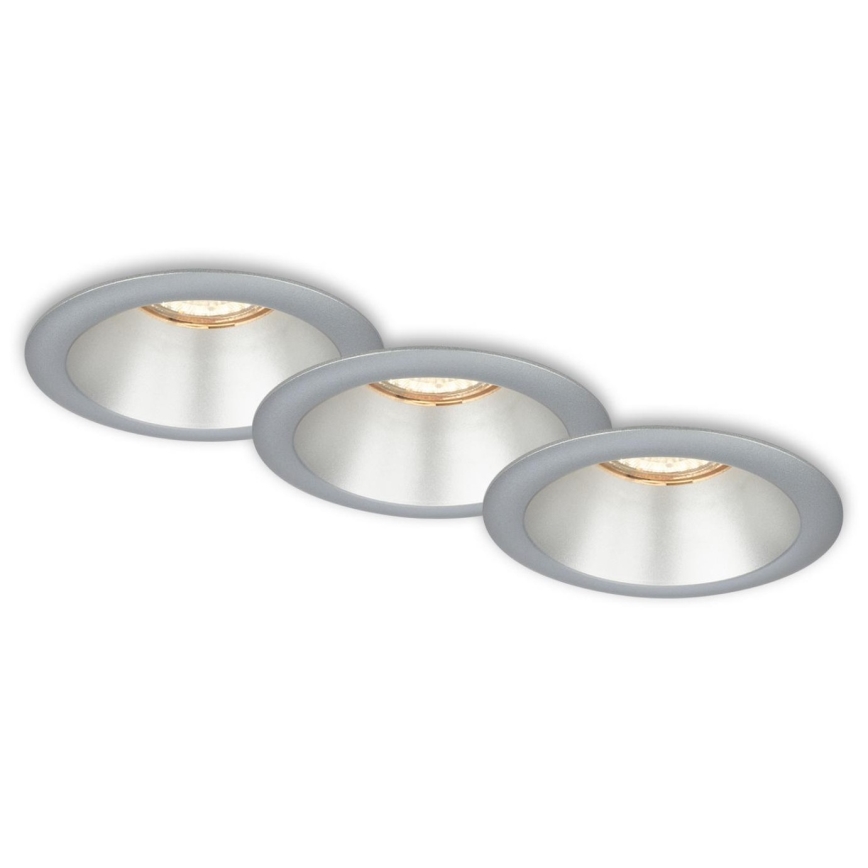 Briloner 7042-034 - SADA 3x Koupelnové podhledové svítidlo 1xGU10/9W/230V IP23 stříbrná