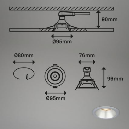 Briloner 7042-034 - SADA 3x Koupelnové podhledové svítidlo 1xGU10/9W/230V IP23 stříbrná