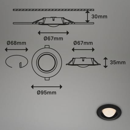 Briloner 7056-035 - SADA 3x LED Koupelnové podhledové svítidlo LED/3W/230V IP44