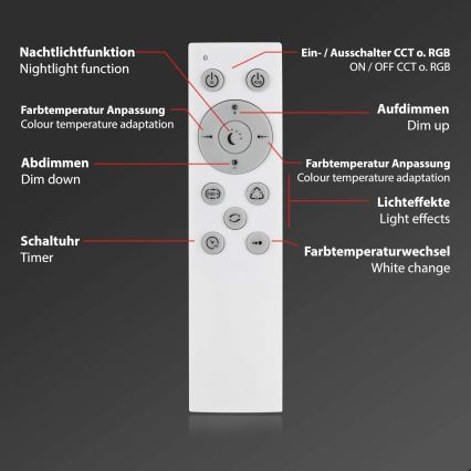 Briloner 7087-016 - LED RGBW Stmívatelné svítidlo SMART LED/24W/230V 3000-6500K Wi-Fi Tuya + dálkové ovládání