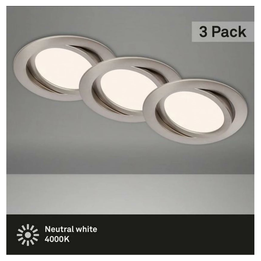 Briloner 7116-432 - SADA 3x LED Koupelnové podhledové svítidlo FLAT IN LED/9W/230V IP23