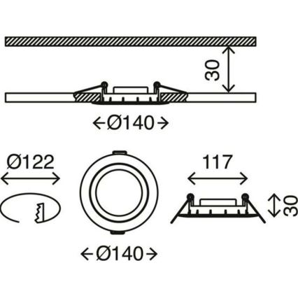 Briloner 7116-432 - SADA 3x LED Koupelnové podhledové svítidlo FLAT IN LED/9W/230V IP23