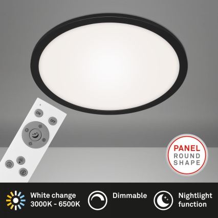 Briloner 7168-015 - LED Stmívatelné stropní svítidlo PIATTO LED/22W/230V 3000-6500K pr. 40 cm černá + dálkové ovládání