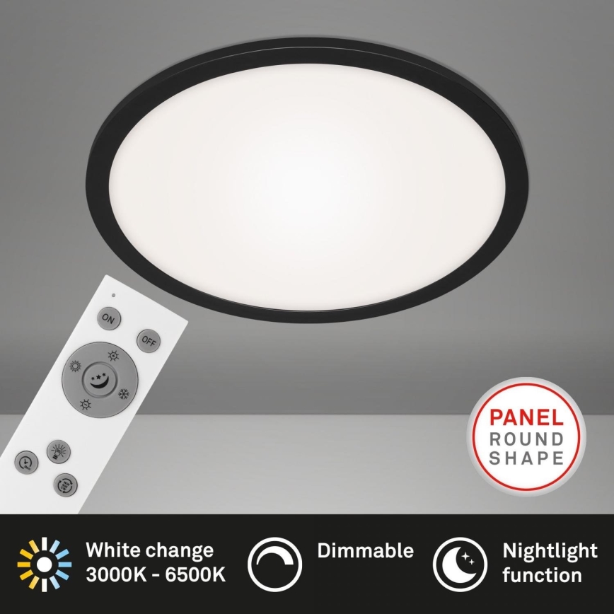 Briloner 7168-015 - LED Stmívatelné stropní svítidlo PIATTO LED/22W/230V 3000-6500K pr. 40 cm černá + dálkové ovládání
