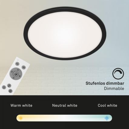 Briloner 7168-015 - LED Stmívatelné stropní svítidlo PIATTO LED/22W/230V 3000-6500K pr. 40 cm černá + dálkové ovládání