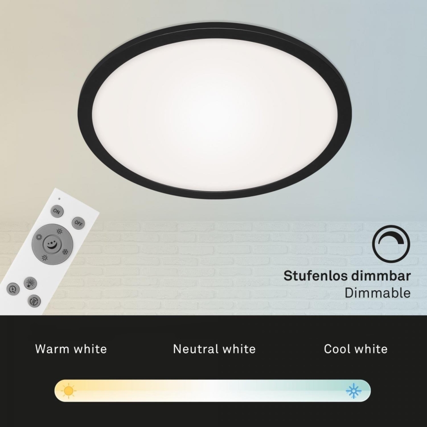 Briloner 7168-015 - LED Stmívatelné stropní svítidlo PIATTO LED/22W/230V 3000-6500K pr. 40 cm černá + dálkové ovládání