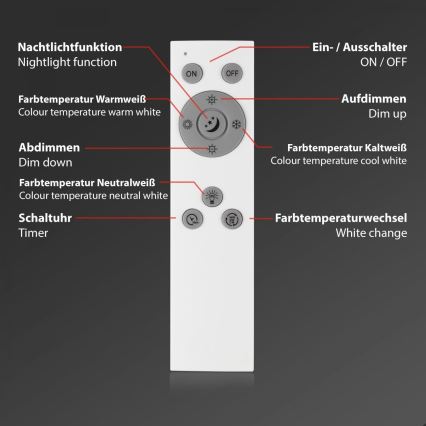 Briloner 7168-015 - LED Stmívatelné stropní svítidlo PIATTO LED/22W/230V 3000-6500K pr. 40 cm černá + dálkové ovládání