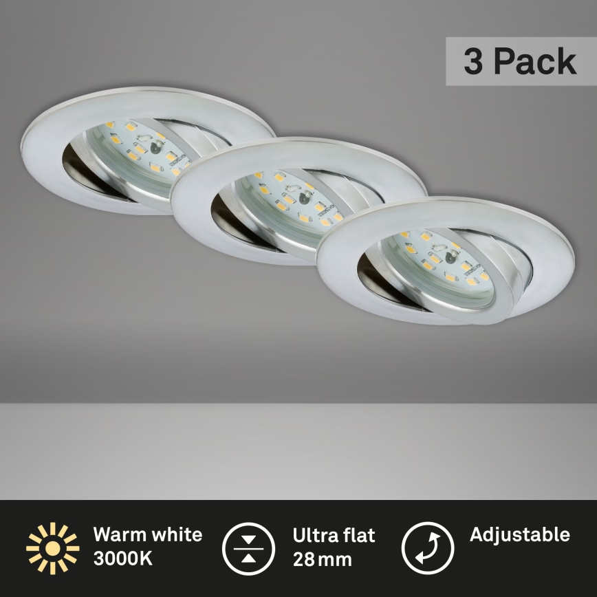 Briloner 7209-039 - SADA 3x LED Koupelnové podhledové svítidlo ATTACH LED/5W/230V IP23 matný chrom