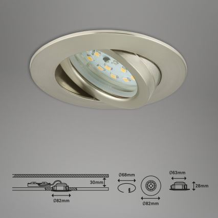 Briloner 7296-012 - LED Stmívatelné koupelnové podhledové svítidlo ATTACH LED/6,5W/230V IP23 matný chrom