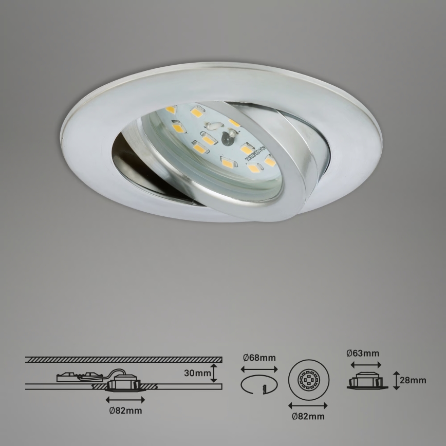 Briloner 7296-039 - SADA 3x LED Stmívatelné koupelnové podhledové svítidlo 1xLED/6,5W/230V 3000K IP23 matný chrom