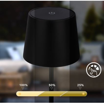 Briloner 7423015 - LED Stmívatelná nabíjecí venkovní stolní lampa LED/2,6W/5V IP44 2000 mAh černá