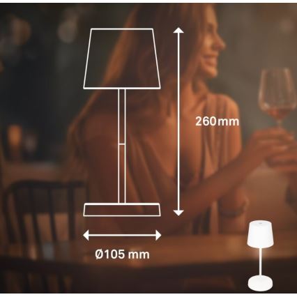 Briloner 7423016 - LED Stmívatelná nabíjecí venkovní stolní lampa LED/2,6W/5V 2000mAh IP44 bílá