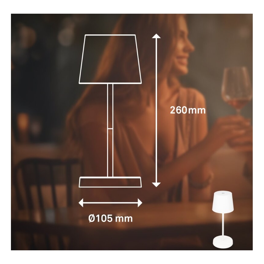 Briloner 7423016 - LED Stmívatelná nabíjecí venkovní stolní lampa LED/2,6W/5V 2000mAh IP44 bílá