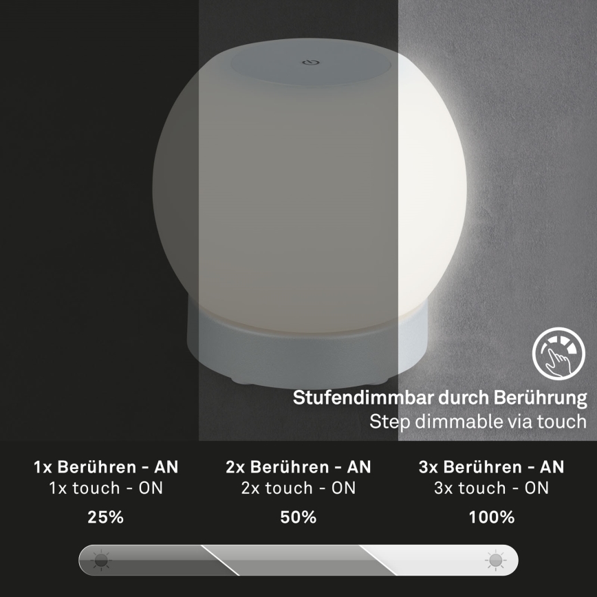 Briloner 7439-014 - LED Venkovní stmívatelná dobíjecí lampa LED/3W/5V IP44
