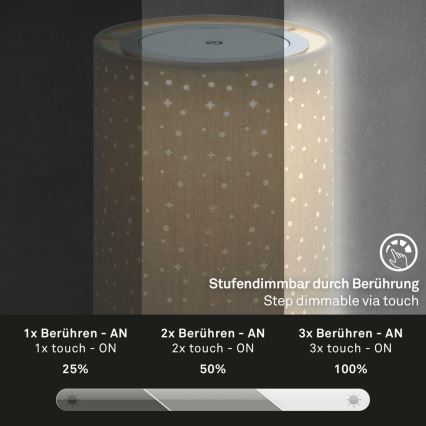 Briloner 7449-011 - LED Stmívatelná venkovní dotyková lampa STARRY SKY LED/3W/5V IP44 hnědá