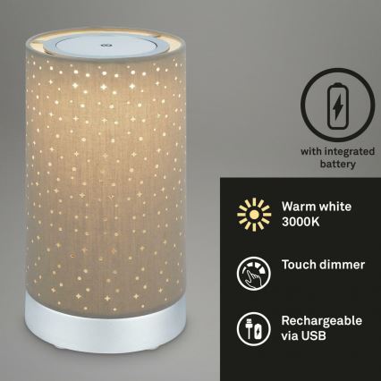 Briloner 7449-011 - LED Stmívatelná venkovní dotyková lampa STARRY SKY LED/3W/5V IP44 hnědá