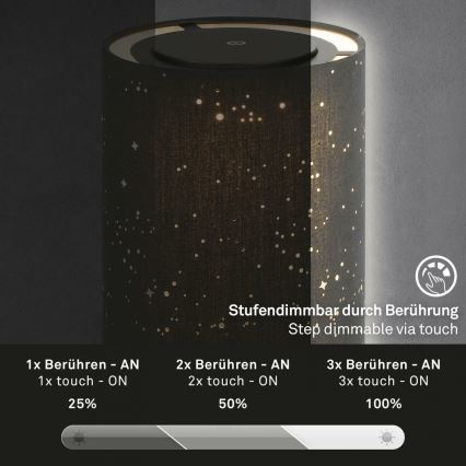 Briloner 7449-015 - LED Stmívatelná venkovní dotyková lampa STARRY SKY LED/3W/5V IP44 2000 mAh černá