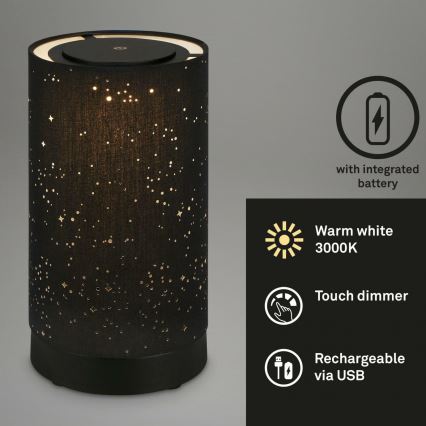 Briloner 7449-015 - LED Stmívatelná venkovní dotyková lampa STARRY SKY LED/3W/5V IP44 2000 mAh černá