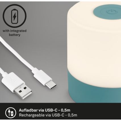 Briloner 7461010 - LED Stmívatelná nabíjecí venkovní stolní lampa LED/2W/5V IP44 1200 mAh modrá