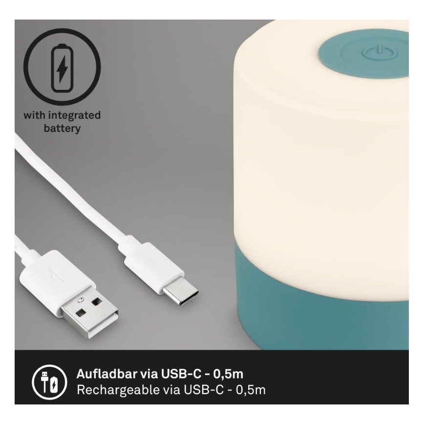 Briloner 7461010 - LED Stmívatelná nabíjecí venkovní stolní lampa LED/2W/5V IP44 1200 mAh modrá