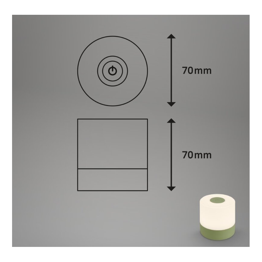 Briloner 7461019 - LED Stmívatelná nabíjecí venkovní stolní lampa LED/2W/5V IP44 1200 mAh zelená