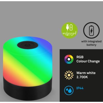 Briloner 7462015 - LED RGB Nabíjecí venkovní stolní lampa LED/1,5W/5V IP44 1200 mAh černá