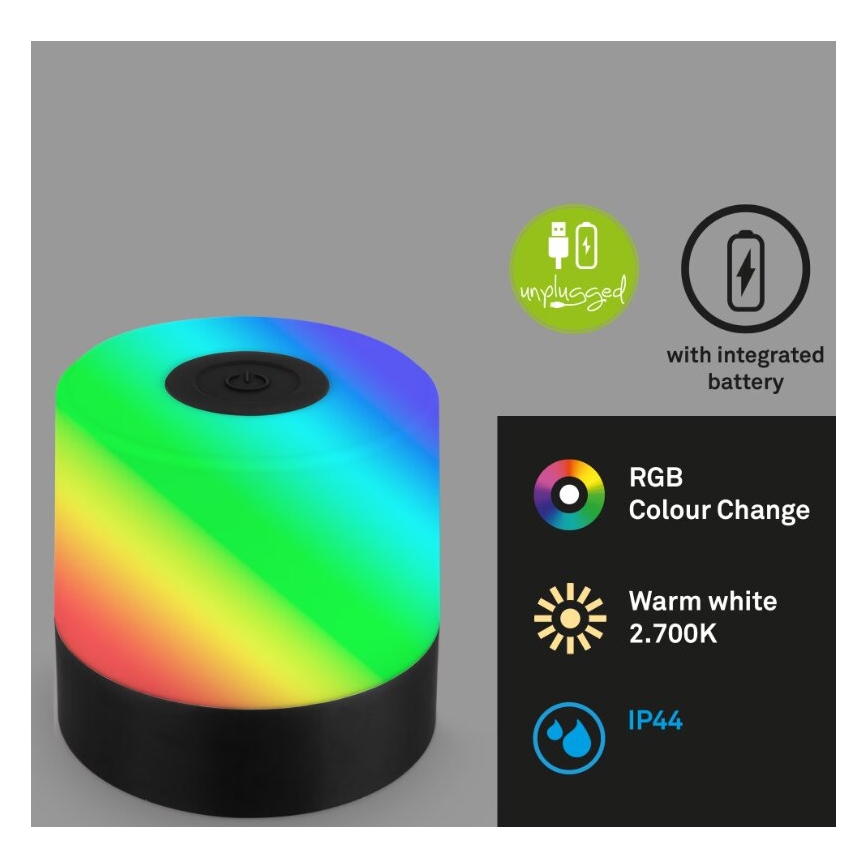 Briloner 7462015 - LED RGB Nabíjecí venkovní stolní lampa LED/1,5W/5V IP44 1200 mAh černá
