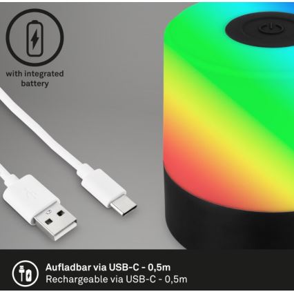 Briloner 7462015 - LED RGB Nabíjecí venkovní stolní lampa LED/1,5W/5V IP44 1200 mAh černá