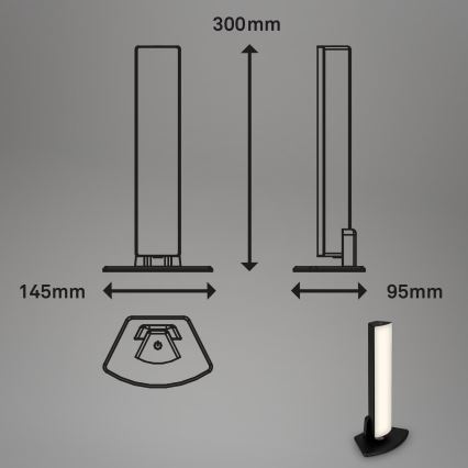Briloner 7474-015 - LED Stmívatelná dotyková nabíjecí venkovní stolní lampa 2v1 LED/7W/5V 2x2200 mAh USB 3000K IP44 černá