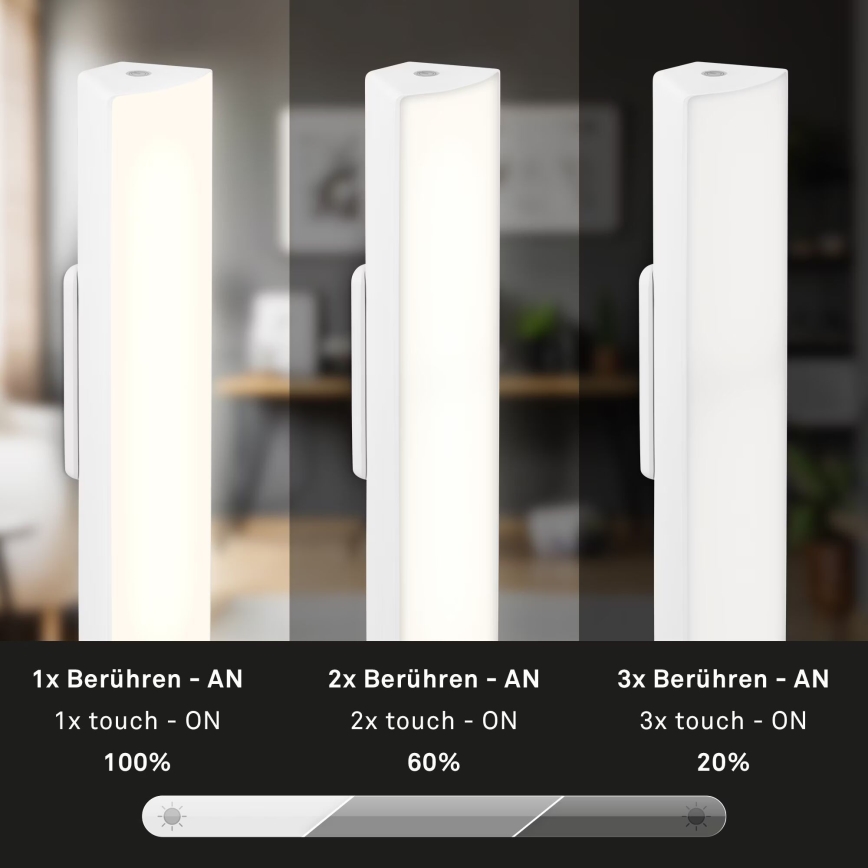 Briloner 7474-016 - LED Stmívatelná dotyková nabíjecí venkovní stolní lampa 2v1 LED/7W/5V 2x2200 mAh USB 3000K IP44 bílá
