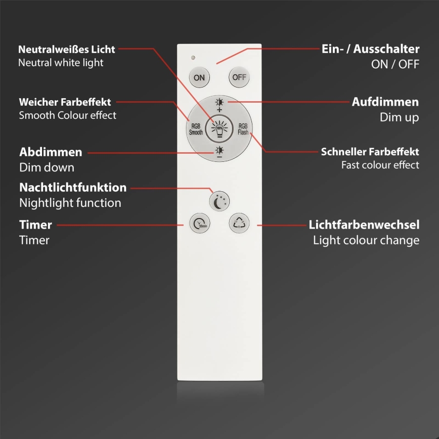 Briloner 7494016 - LED RGBW Stmívatelné stropní svítidlo SMART LED/22W/230V 4000K pr. 42 cm Wi-Fi Tuya + dálkové ovládání