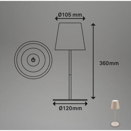 Briloner 7508011 - LED Stmívatelná nabíjecí venkovní stolní lampa 2v1 LED/2,5W/5V IP44 béžová