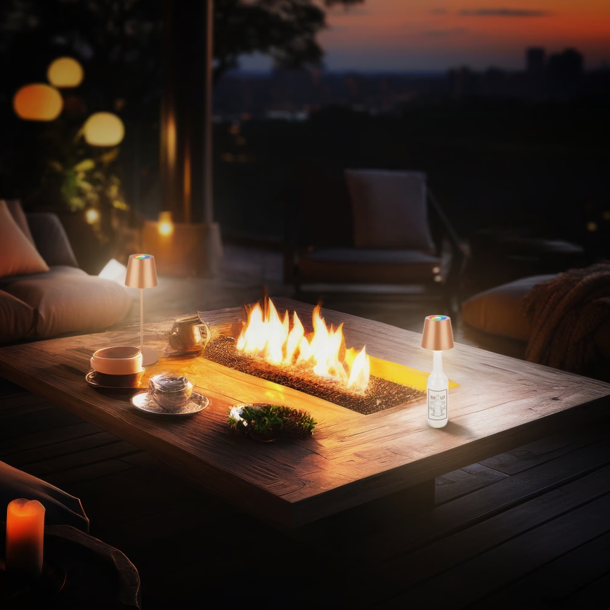 Briloner 7510013 - LED RGBW Stmívatelná venkovní nabíjecí stolní lampa CALIDA LED/2,5W/5V IP44 1200 mAh bronzová