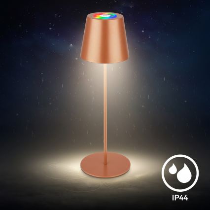 Briloner 7510013 - LED RGBW Stmívatelná venkovní nabíjecí stolní lampa CALIDA LED/2,5W/5V IP44 1200 mAh bronzová